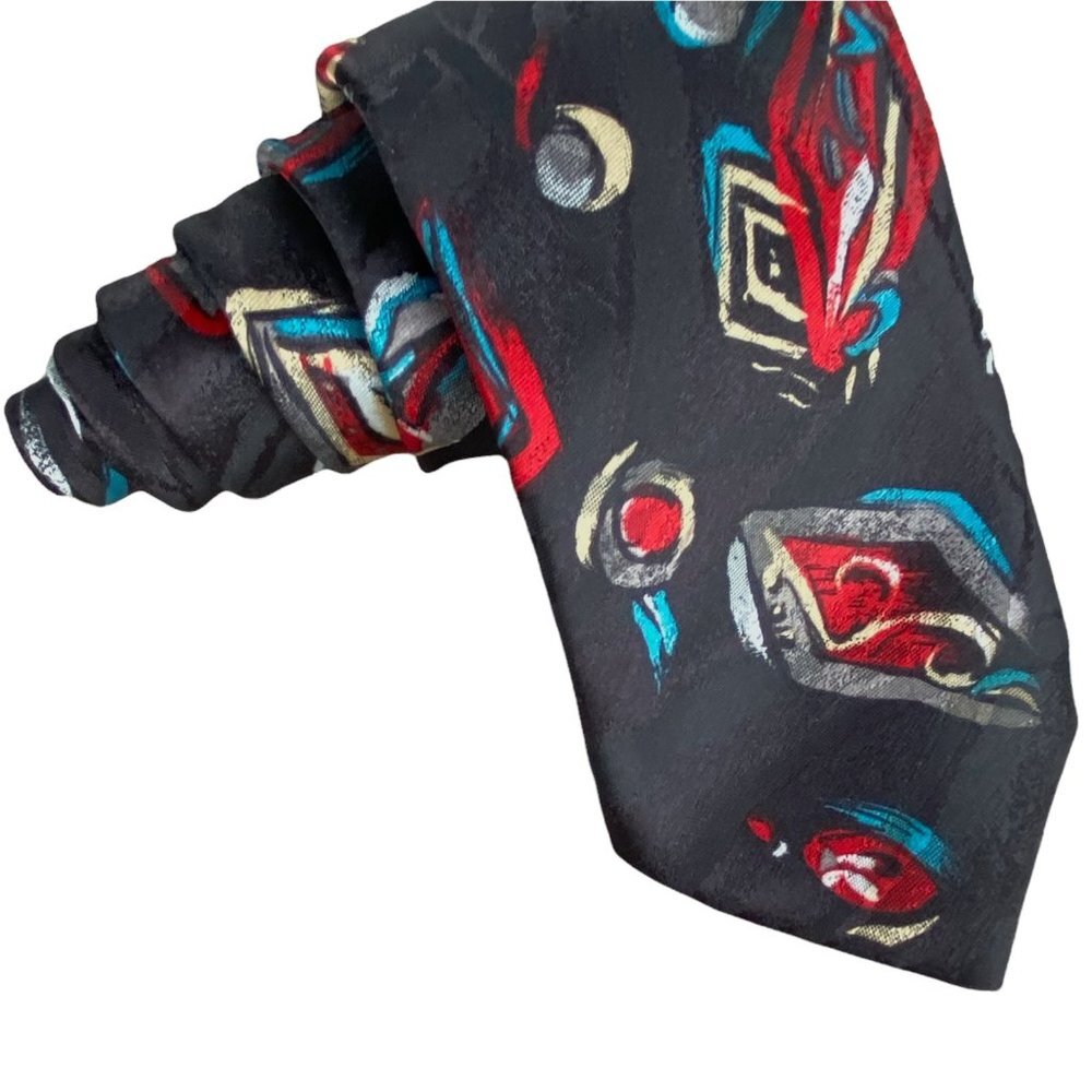 Vintage Royal Knight Necktie Geometrical Pattern 80s 90s Career Work Mens Tie
